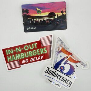 3 In-N-Out Burger Stickers 1 Drive Thru No Value Gift Card 2024